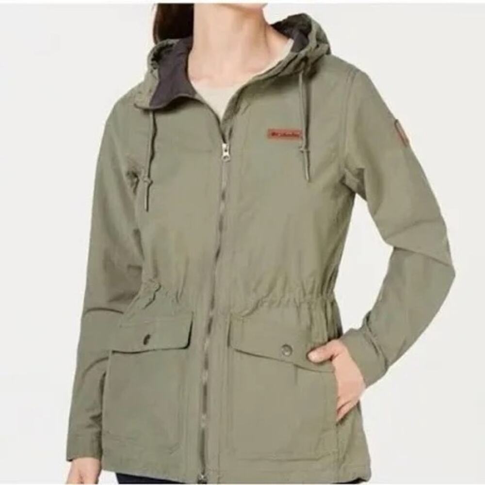 Columbia Cultus Lake Olive Green Utility Anorak Jacket Hooded Parka M Gorpcore - Picture 2 of 9